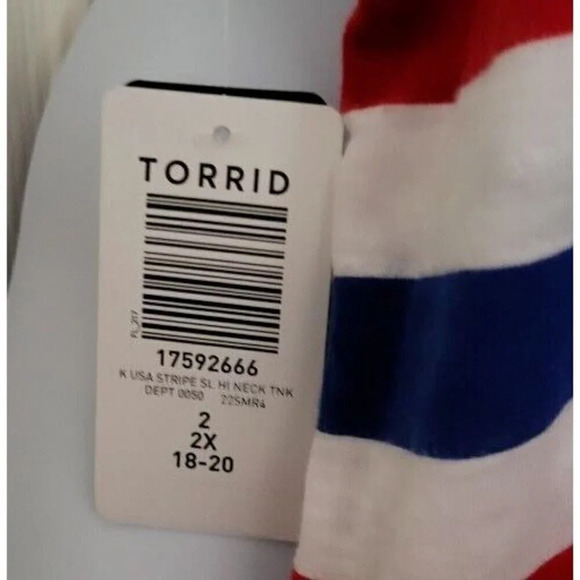 Torrid Heritage Slub High Neck striped red white and blue 4th July Tank Size 2 - Picture 6 of 9